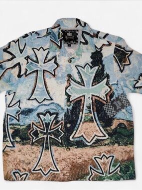 Rebel Vengeance Chrome Hearts Cross Woven Tapestry Heavy Shirt